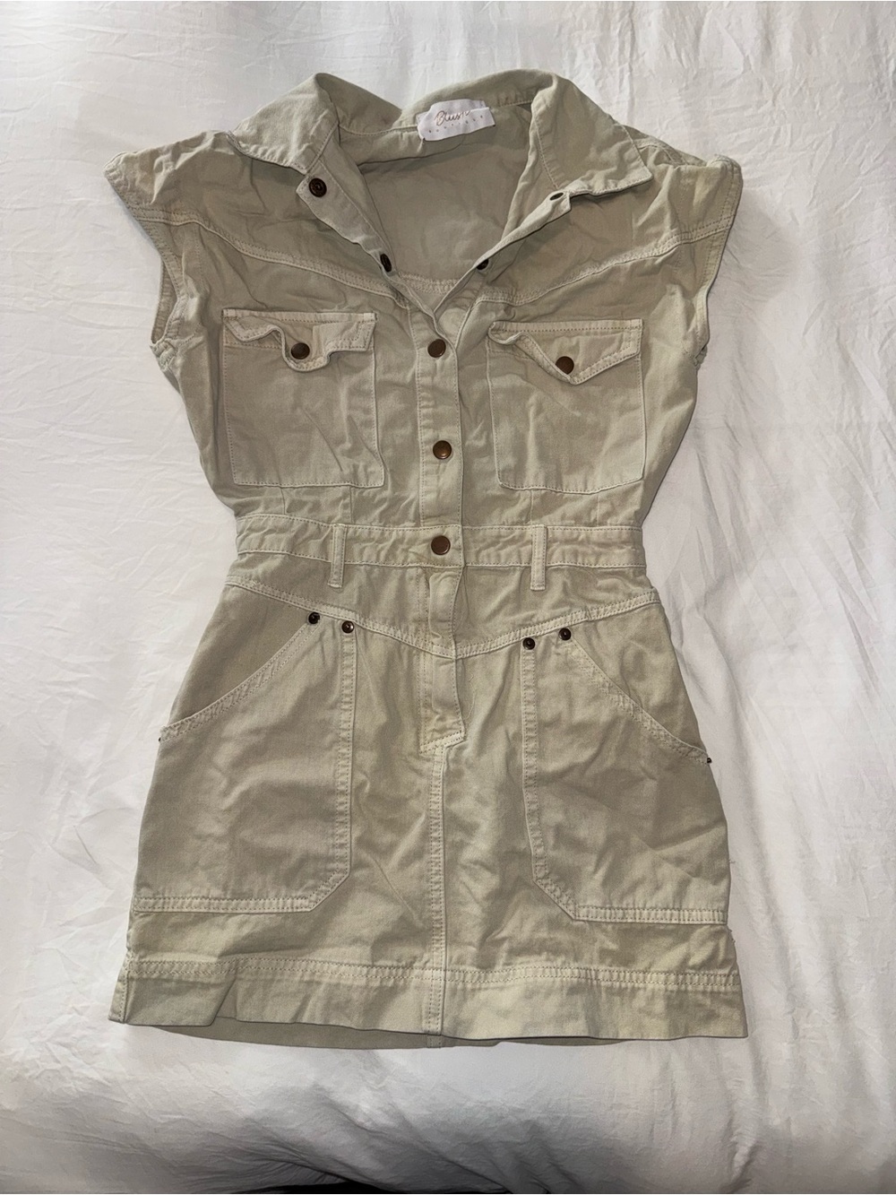 Sleeveless Utility Dress in Light Khaki